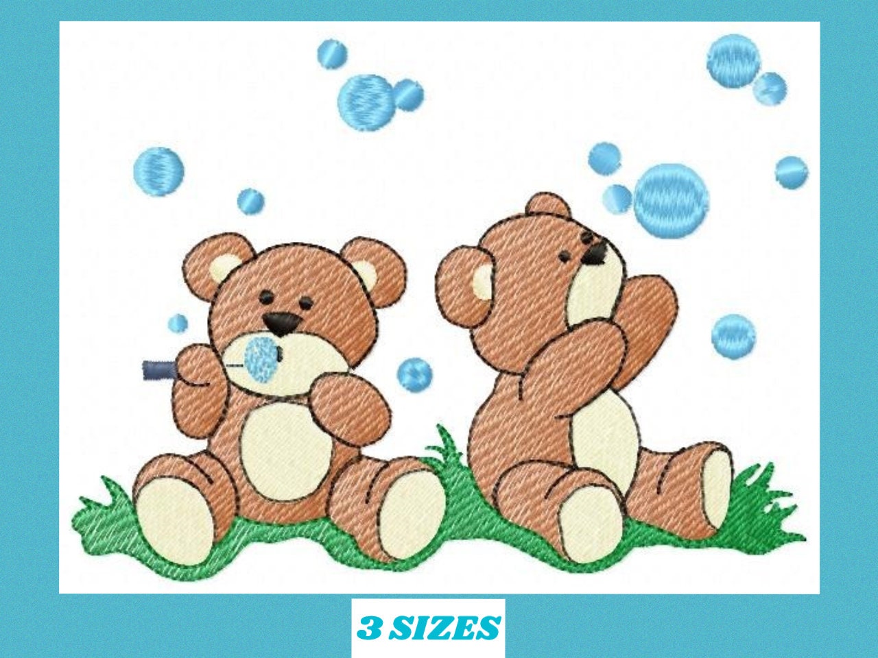 Bear blowing bubbles embroidery designs - Teddy Bear machine embroidery pattern - Baby boy Children embroidery file - Instant download pes