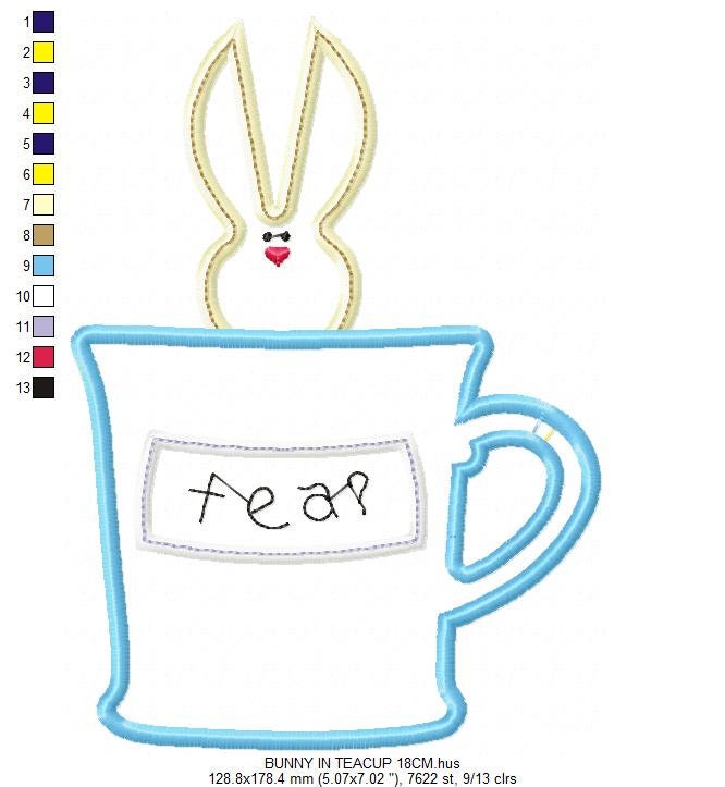 Bunny embroidery design - Rabbit embroidery designs machine embroidery pattern - baby embroidery file - mug embroidery rabbit mug design - Marcia Embroidery