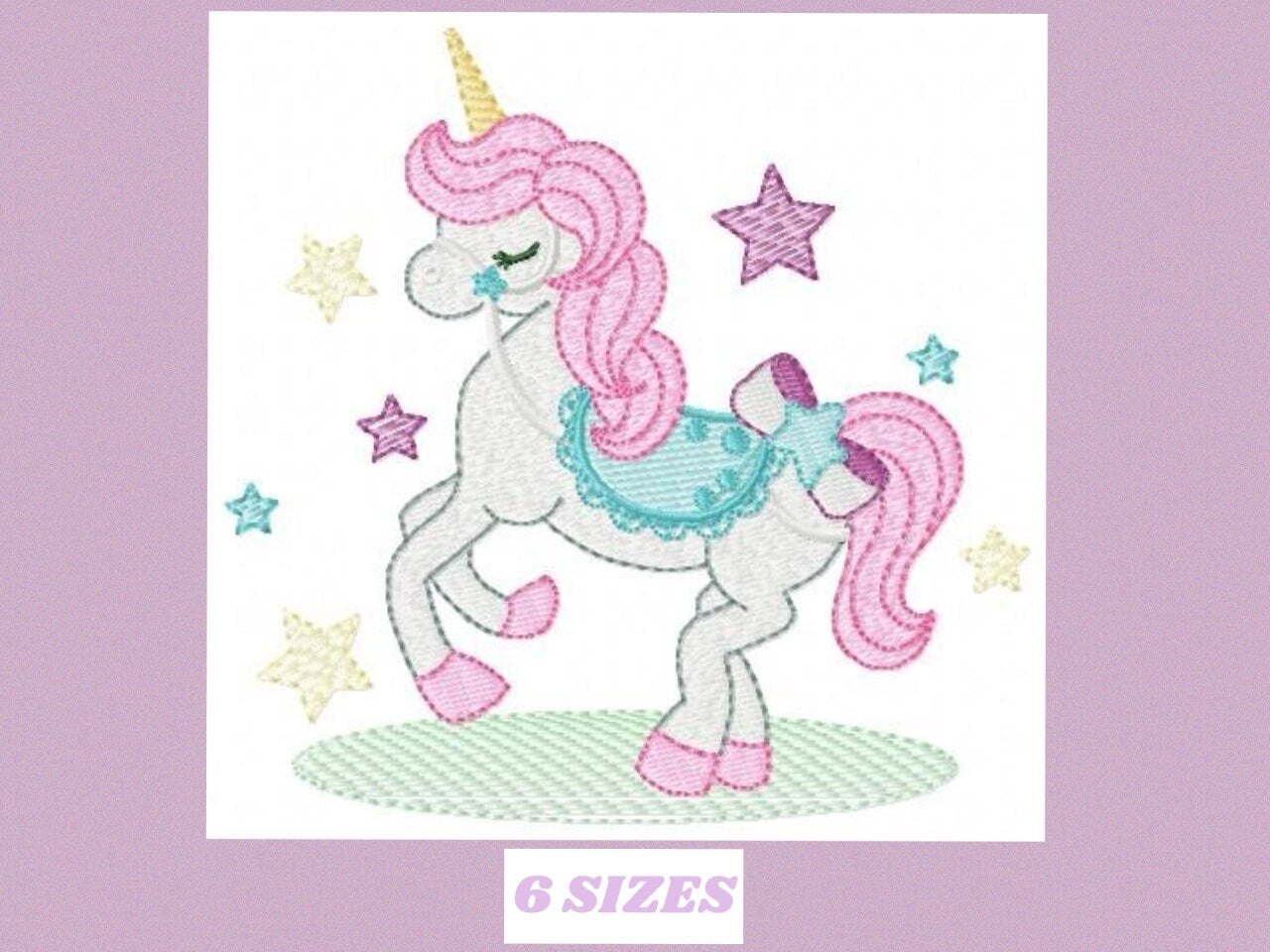 Unicorn embroidery designs - Baby girl magical horse with stars machine embroidery pattern - Instant digital download pes jef dst hus vp3