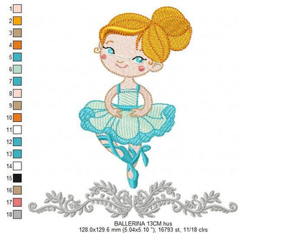 Ballerina embroidery designs - Ballet embroidery design machine embroidery pattern - instant download - Baby girl embroidery file dancer