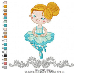 Ballerina embroidery designs - Ballet embroidery design machine embroidery pattern - instant download - Baby girl embroidery file dancer