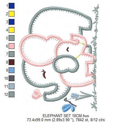 Elephant embroidery designs - Mother with baby embroidery design machine embroidery pattern - elephant applique design - instant download