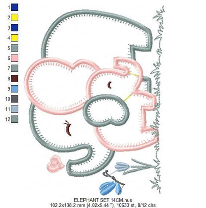 Elephant embroidery designs - Safari embroidery design machine embroidery pattern - Animal embroidery file - mother with baby download