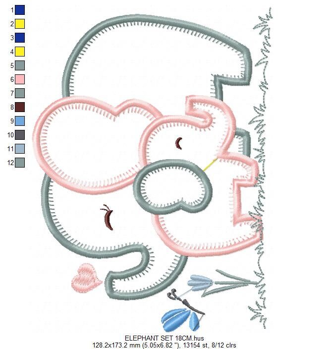 Elephant embroidery designs - Mother with baby embroidery design machine embroidery pattern - elephant applique design - instant download