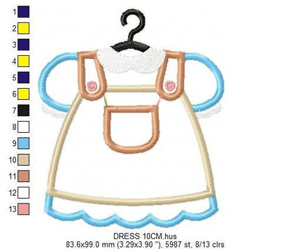 Dress embroidery designs - Children's Clothes with hanger embroidery machine embroidery pattern - Baby Dress applique - instant download pes