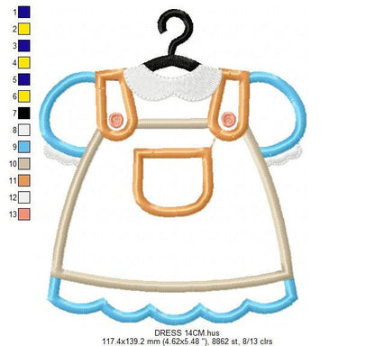 Dress embroidery designs - Children's Clothes with hanger embroidery machine embroidery pattern - Baby Dress applique - instant download pes