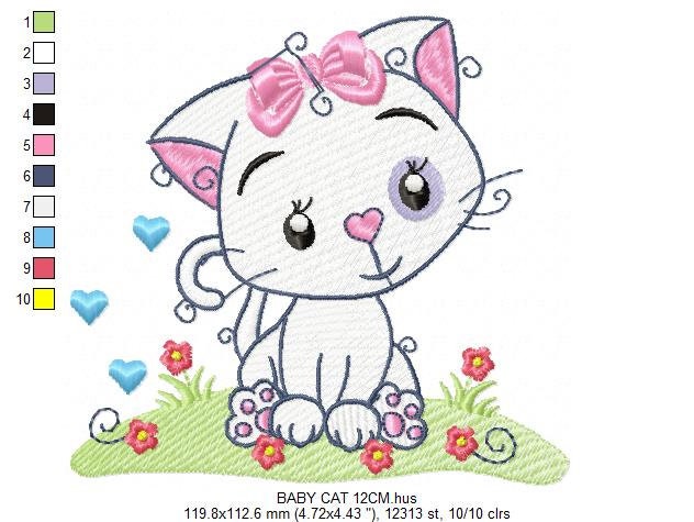 Female Cat embroidery design - Kitty embroidery designs machine embroidery pattern - Kitten embroidery file - instant download pes jef dst - Marcia Embroidery