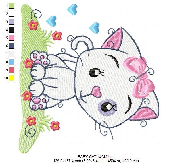 Female Cat embroidery design - Kitty embroidery designs machine embroidery pattern - Kitten embroidery file - instant download pes jef dst - Marcia Embroidery