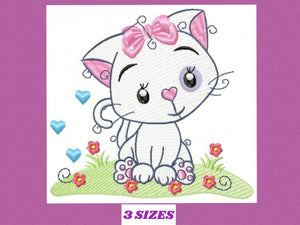 Female Cat embroidery design - Kitty embroidery designs machine embroidery pattern - Kitten embroidery file - instant download pes jef dst