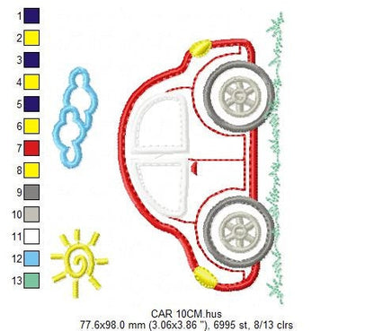 Car embroidery designs - Vehicle embroidery design machine embroidery pattern - Automobile embroidery file - car applique design boy design