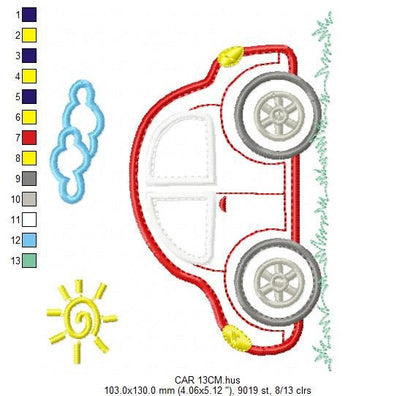 Car embroidery designs - Vehicle embroidery design machine embroidery pattern - Automobile embroidery file - car applique design boy design