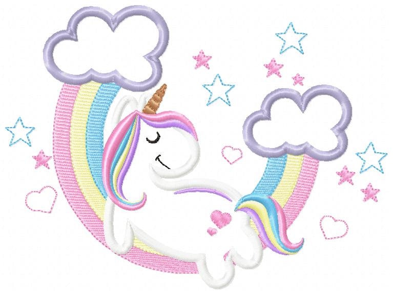 Unicorn embroidery designs - Rainbow embroidery design machine embroidery pattern - Baby girl embroidery file - Unicorn rainbow applique
