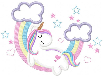 Unicorn embroidery designs - Rainbow embroidery design machine embroidery pattern - Baby girl embroidery file - Unicorn rainbow applique