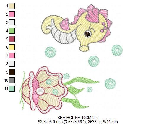 Seahorse embroidery design - Animal embroidery designs machine embroidery pattern - oyster embroidery file - baby embroidery Seahorse design