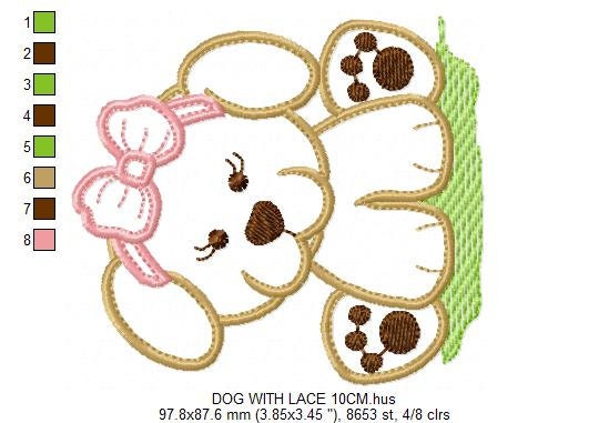 Dogs embroidery designs - Baby girl embroidery design machine embroidery pattern - Puppy embroidery file - Dog applique design digital file