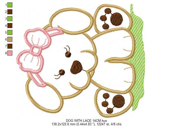 Dogs embroidery designs - Baby girl embroidery design machine embroidery pattern - Puppy embroidery file - Dog applique design digital file