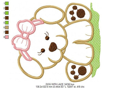 Dogs embroidery designs - Baby girl embroidery design machine embroidery pattern - Puppy embroidery file - Dog applique design digital file