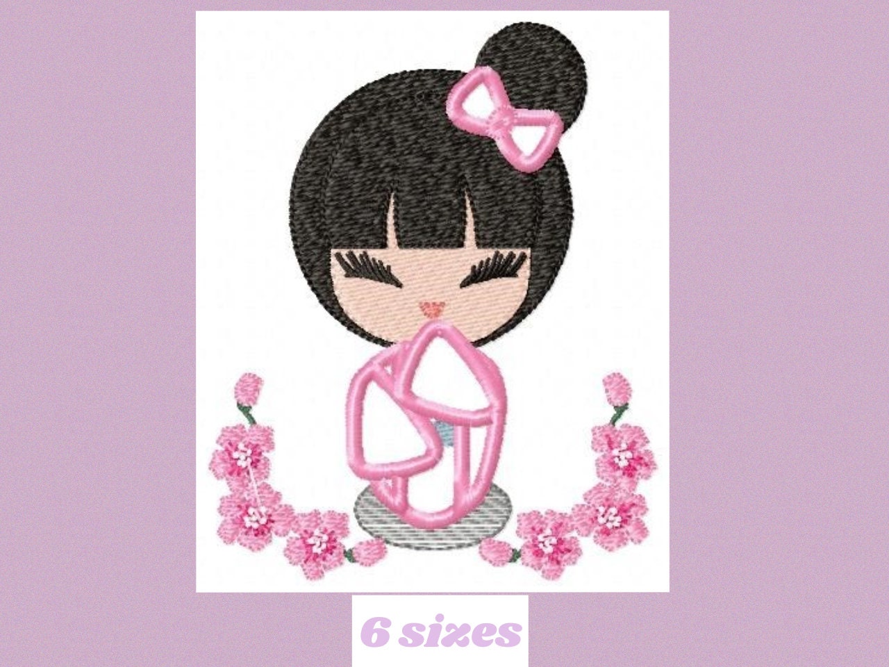 Japanese Geisha embroidery designs - Japanese Girl embroidery design machine embroidery pattern - geisha with flowers embroidery file design