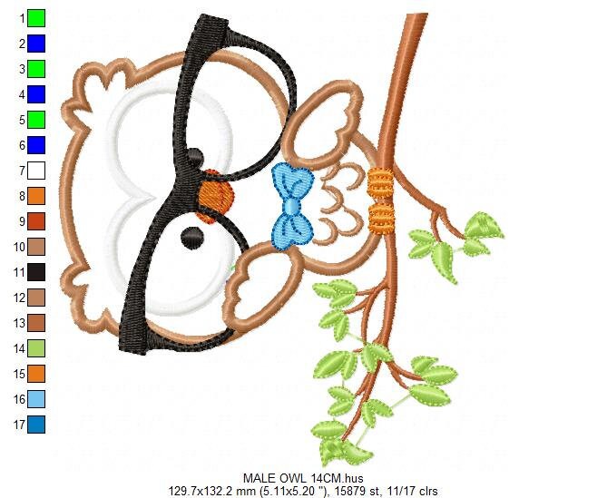 Owl embroidery design - Owl with glasses embroidery design machine embroidery pattern - Teacher embroidery file - bird owl applique design