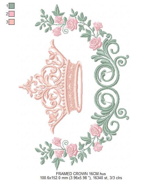 Crown embroidery designs - Laurel Wreath with Crown embroidery design machine embroidery pattern - newborn embroidery file crown design