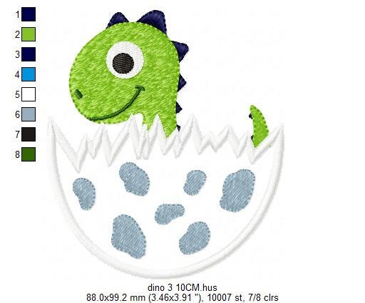 Dinosaur embroidery designs - Dino egg applique machine embroidery pattern - Baby Boy Dragon file - Instant digital download pes jef dst hus