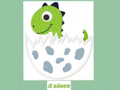 Dinosaur embroidery designs - Dino egg applique machine embroidery pattern - Baby Boy Dragon file - Instant digital download pes jef dst hus