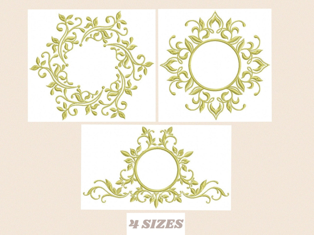 Frame embroidery designs - Monogram embroidery design machine embroidery pattern - Wreath embroidery - girl embroidery tea towel embroidery