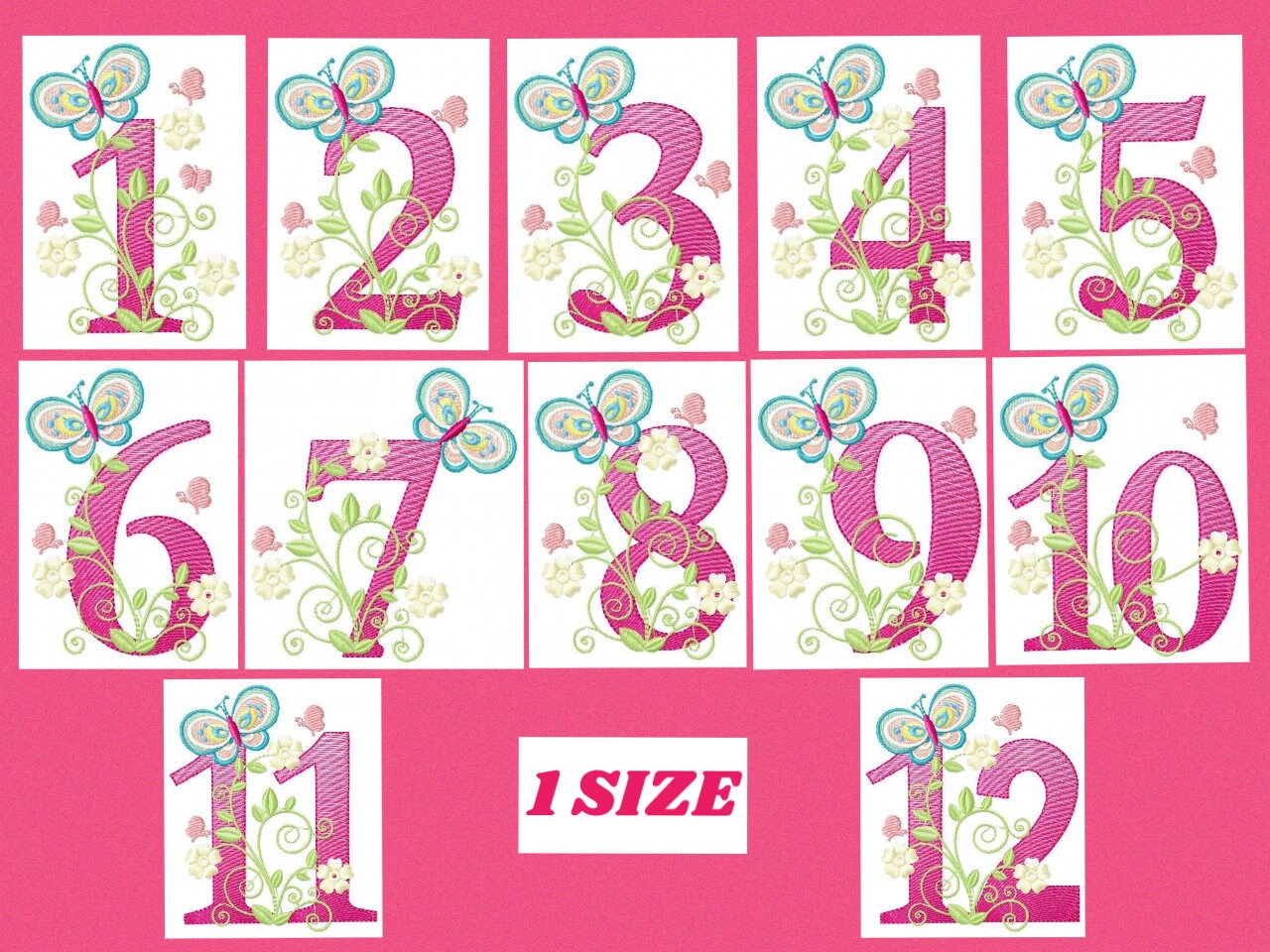 Numbers embroidery designs - Birthday Embroidery design Machine embroidery file - Embroidery numbers rippled - kid embroidery numbers design