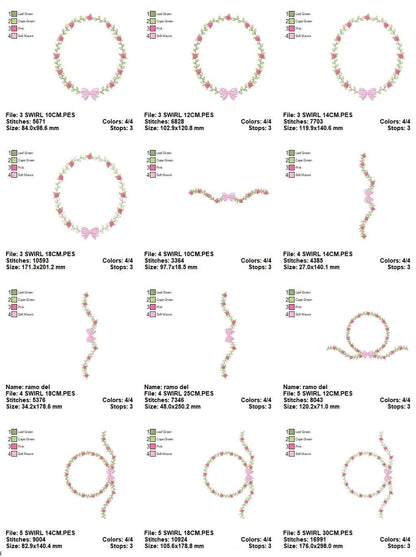 Roses wreath embroidery designs - Monogram embroidery design machine embroidery pattern - Tea towel embroidery - floral wreath of flowers - Marcia Embroidery