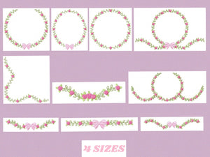 Roses wreath embroidery designs - Monogram embroidery design machine embroidery pattern - Tea towel embroidery - floral wreath of flowers