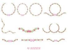 Load image into Gallery viewer, Roses wreath embroidery designs - Monogram embroidery design machine embroidery pattern - Tea towel embroidery - floral wreath of flowers
