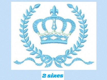 Crown embroidery designs - Laurel Wreath with Crown embroidery design machine embroidery pattern - baby boy embroidery file crown design