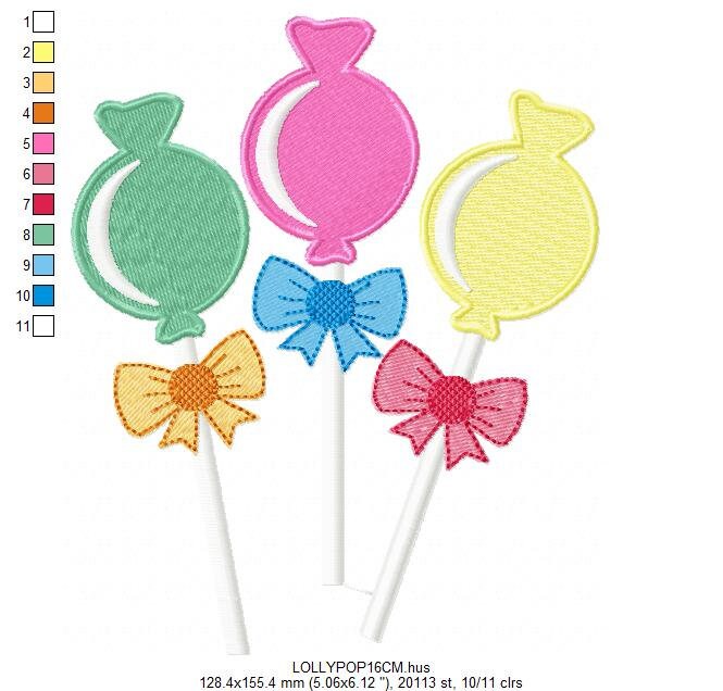 Lollipop embroidery designs - Candy embroidery design machine embroidery pattern - Dessert embroidery file - lollipop candy filled design
