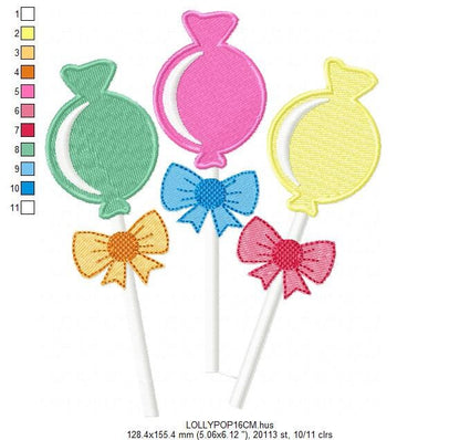 Lollipop embroidery designs - Candy embroidery design machine embroidery pattern - Dessert embroidery file - lollipop candy filled design