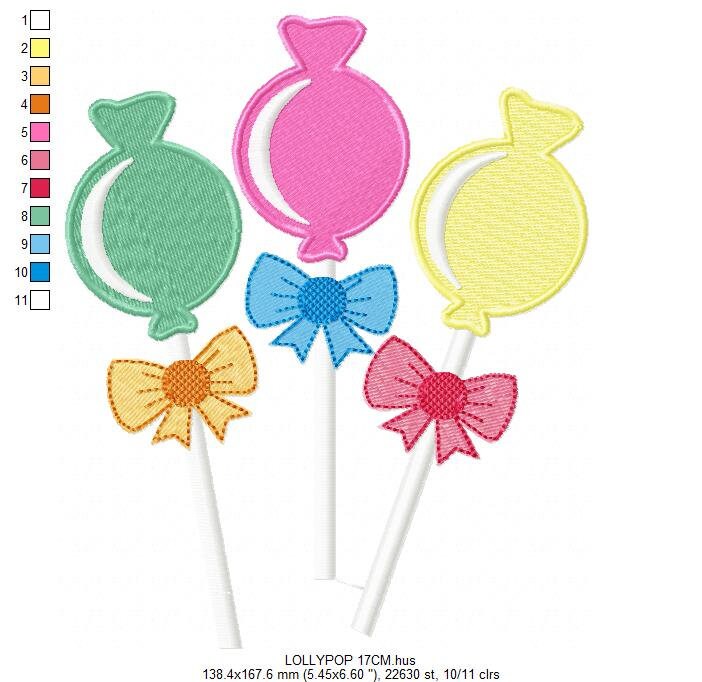 Lollipop embroidery designs - Candy embroidery design machine embroidery pattern - Dessert embroidery file - lollipop candy filled design