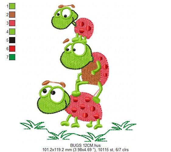 Ladybug embroidery designs - Girl embroidery design machine embroidery pattern - Insect life embroidery file - garden embroidery spring jef