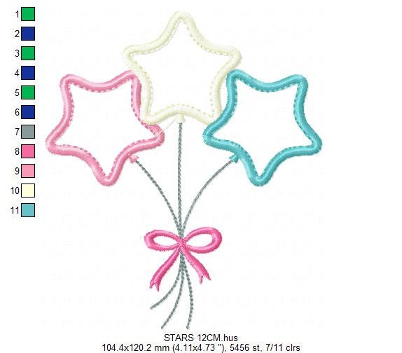 Star embroidery designs - balloons embroidery design machine embroidery pattern - Star applique design - kid embroidery birthday embroidery