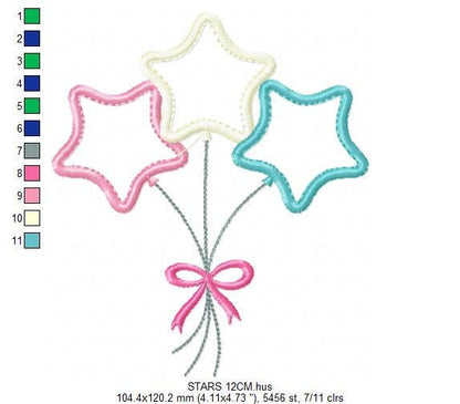 Star embroidery designs - balloons embroidery design machine embroidery pattern - Star applique design - kid embroidery birthday embroidery