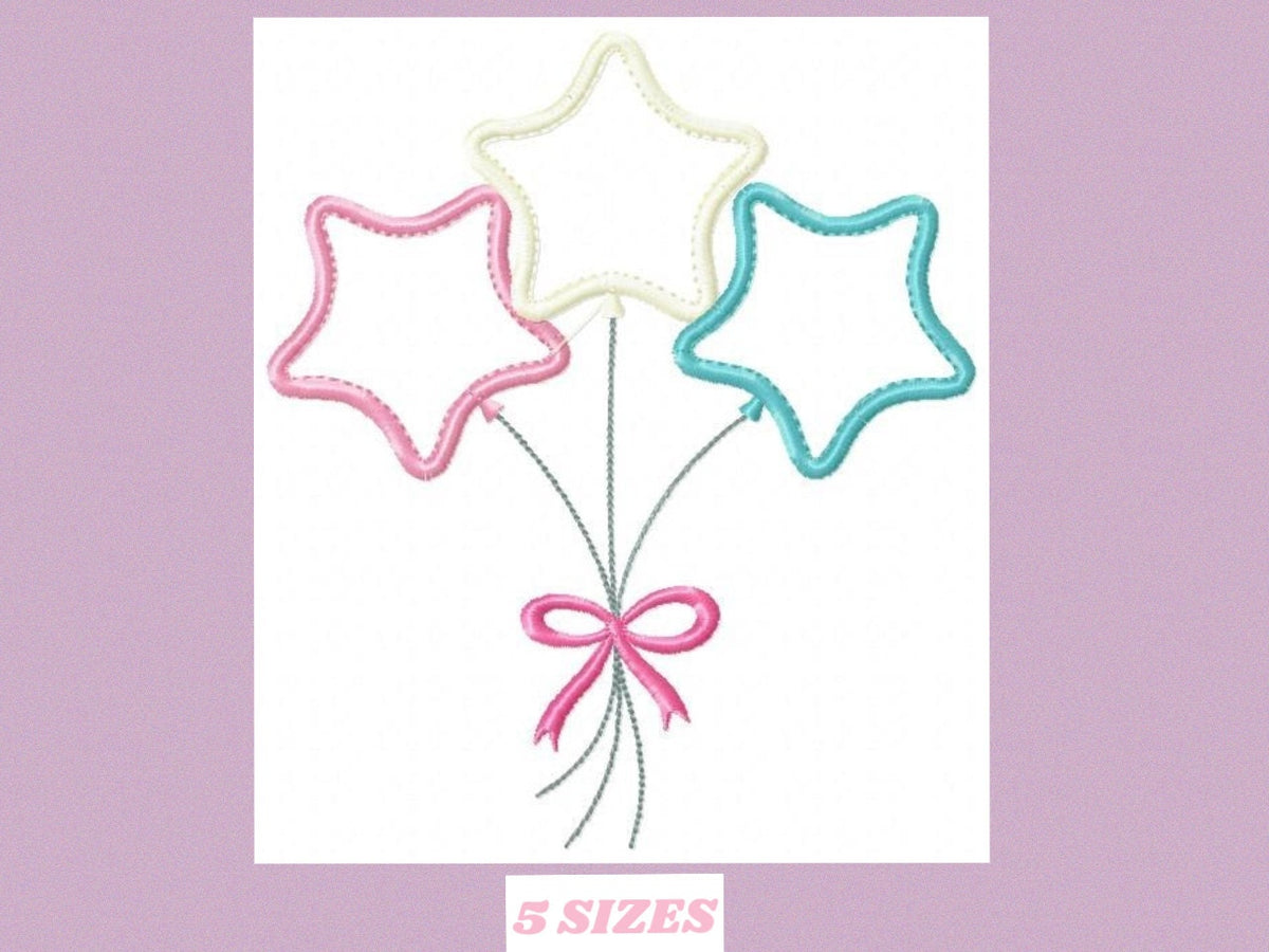 Star embroidery designs - balloons embroidery design machine embroidery pattern - Star applique design - kid embroidery birthday embroidery