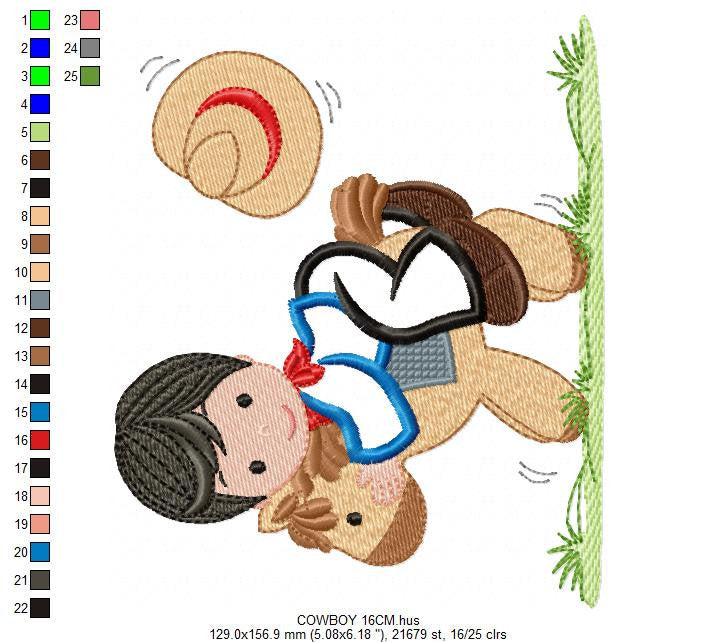 Cowboy embroidery design - Baby boy embroidery designs machine embroidery pattern - Kid embroidery file Cowboy applique design Horse design