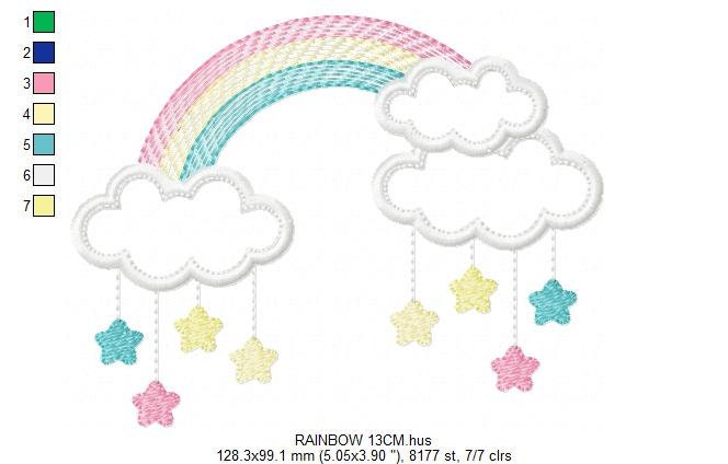 Cloud embroidery design - Rainbow embroidery designs machine embroidery pattern - Baby girl embroidery file - nursery cloud applique digital