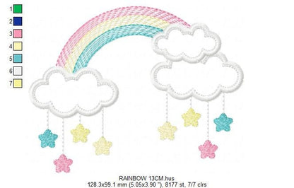 Cloud embroidery design - Rainbow embroidery designs machine embroidery pattern - Baby girl embroidery file - nursery cloud applique digital
