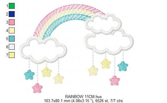 Cloud embroidery design - Rainbow embroidery designs machine embroidery pattern - Baby girl embroidery file - nursery cloud applique digital