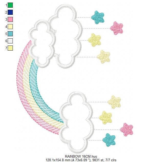 Cloud embroidery design - Rainbow embroidery designs machine embroidery pattern - Baby girl embroidery file - nursery cloud applique digital