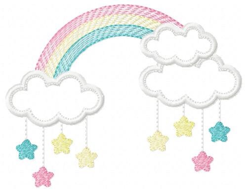 Cloud embroidery design - Rainbow embroidery designs machine embroidery pattern - Baby girl embroidery file - nursery cloud applique digital