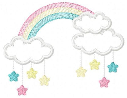Cloud embroidery design - Rainbow embroidery designs machine embroidery pattern - Baby girl embroidery file - nursery cloud applique digital