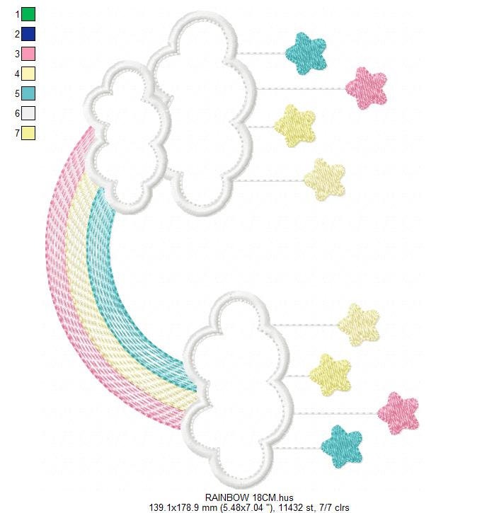 Cloud embroidery design - Rainbow embroidery designs machine embroidery pattern - Baby girl embroidery file - nursery cloud applique digital