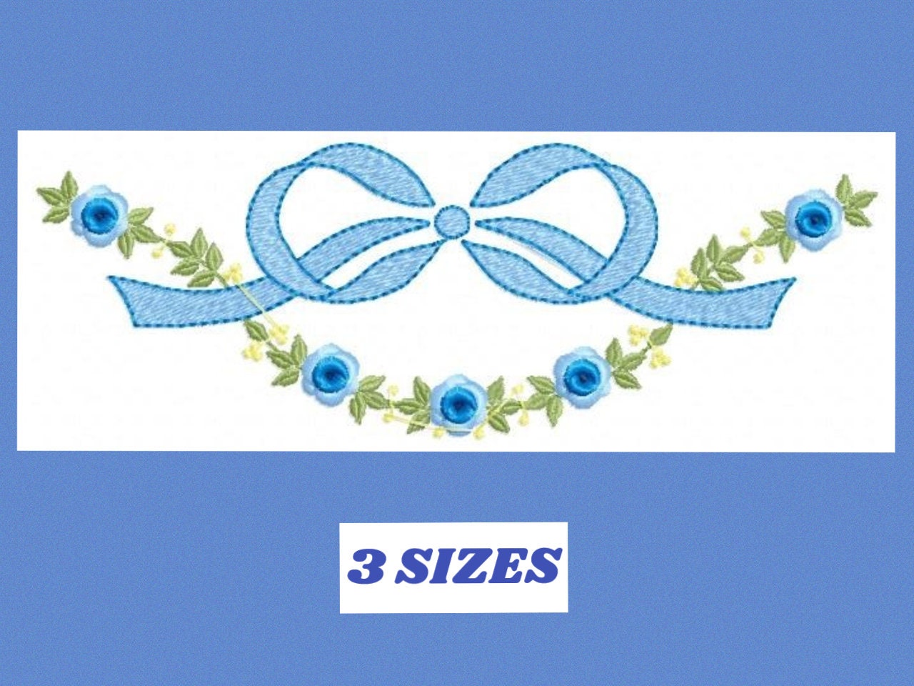 Lace with flowers embroidery design - Bow Tie with flowers machine embroidery pattern - Baby girl file - Instant digital download pes jef dst