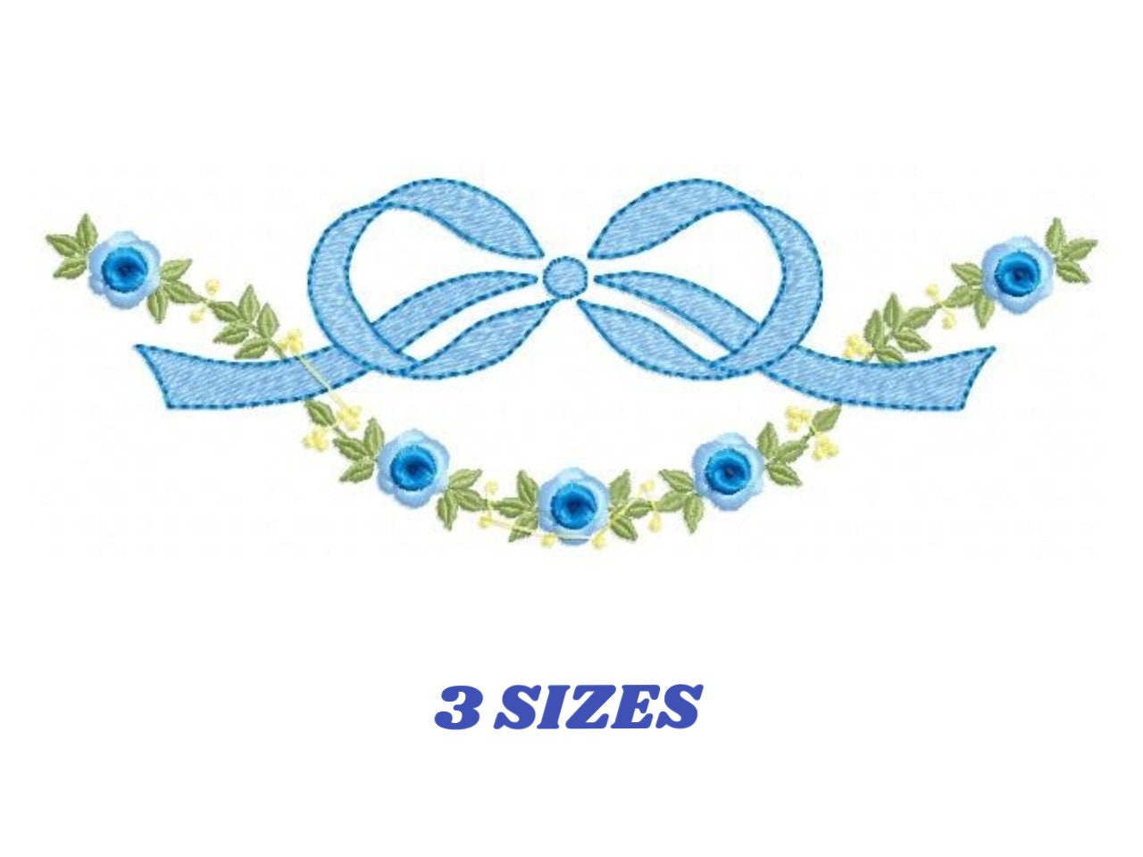 Lace with flowers embroidery design - Bow Tie with flowers machine embroidery pattern - Baby girl file - Instant digital download pes jef dst