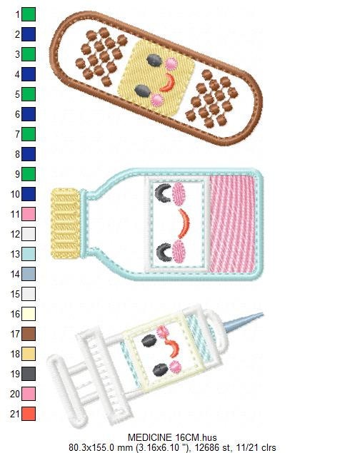 Band aid embroidery design - Pillbox embroidery designs machine embroidery pattern - emergency medical kit applique - injection embroidery